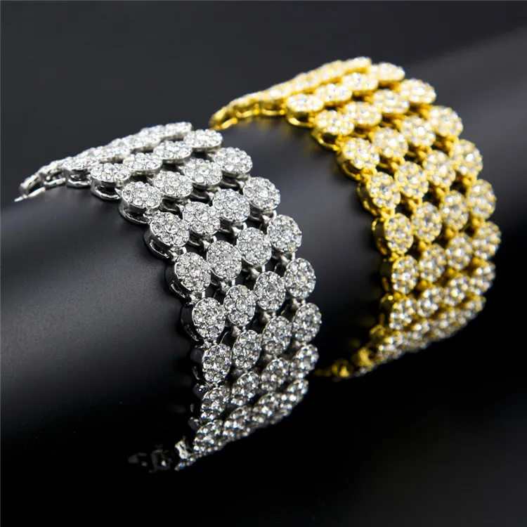 Золотые украшения подарки Рок Браслеты 4 ряда кластер камень ручные цепи женские