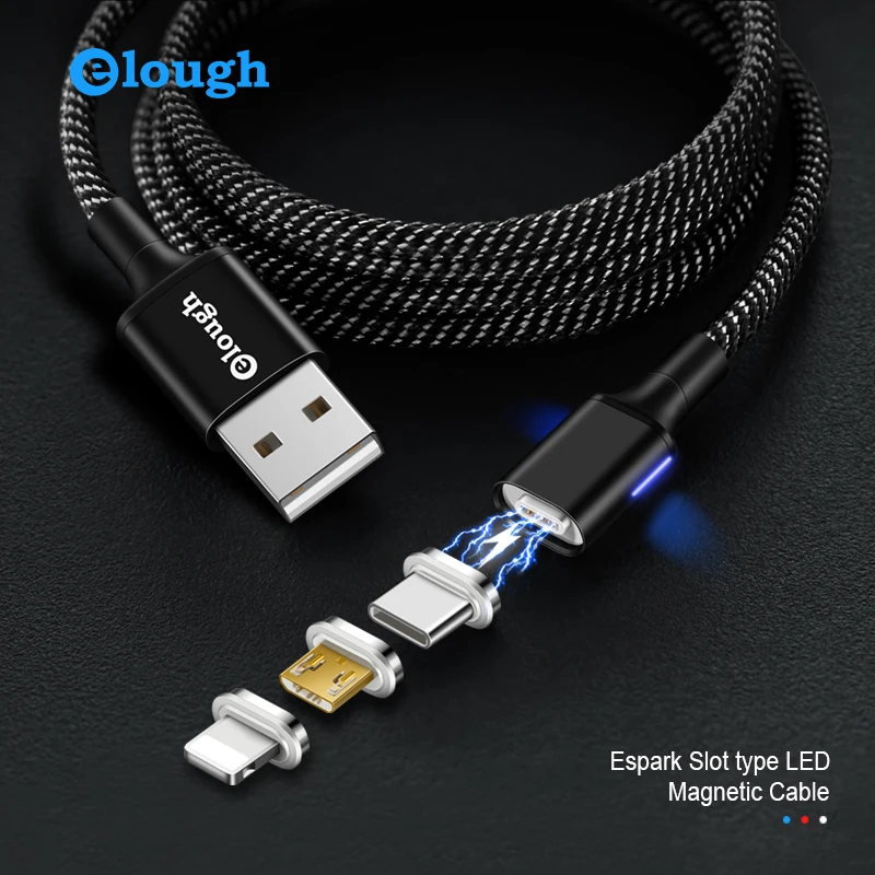 Elough Espark 3 в 1 комплект Магнитный usb-кабель для iphone Micro type-c телефонный кабель Быстрая