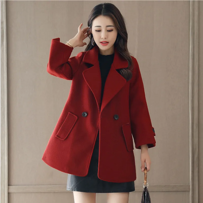 Осень зима 2018 Женское шерстяное короткое пальто эксклюзивная модная однотонная