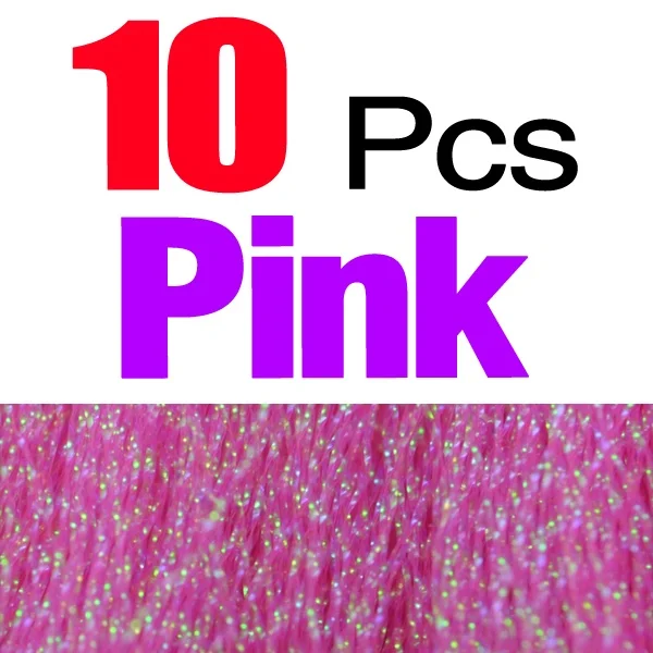 10Pcs Pink 10 упаковок Кристалл голографическая Flashabou Кристалл Вспышка мишура материалы для завязывания мушек витые нити крылья с мишурой хвост, для рукоделия 7 цветов - Цвет: 10Pcs Pink