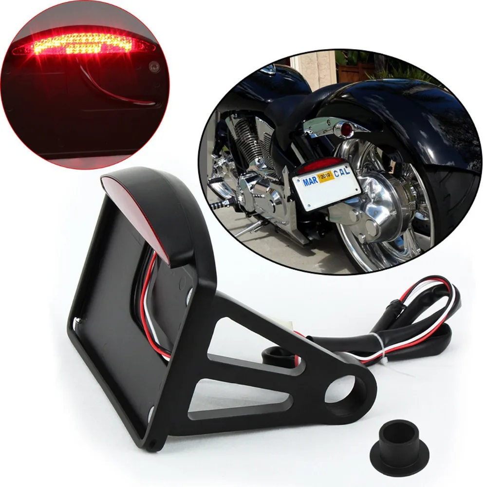 

Black LED Side Mount License Plate frame Tail Light for Harley Sportster Dyna Softail Sportster Bobber Chopper Customs