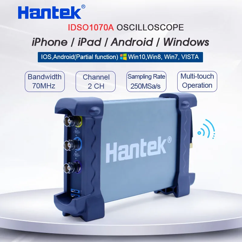 Цифровой осциллограф Hantek iDSO1070A 2 канала 70 МГц 250MSA/s iPhone/iPad/Android/Windows Wi Fi/USB связь|digital
