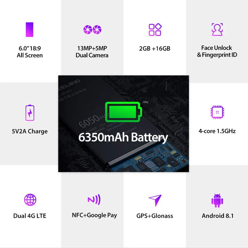 Ulefone power 3L 2 ГБ + 16 Android 8 1 4G мобильный телефон MTK6739 четырехъядерный 6 0 &quotNFC OTG 13 МП 5 Мп
