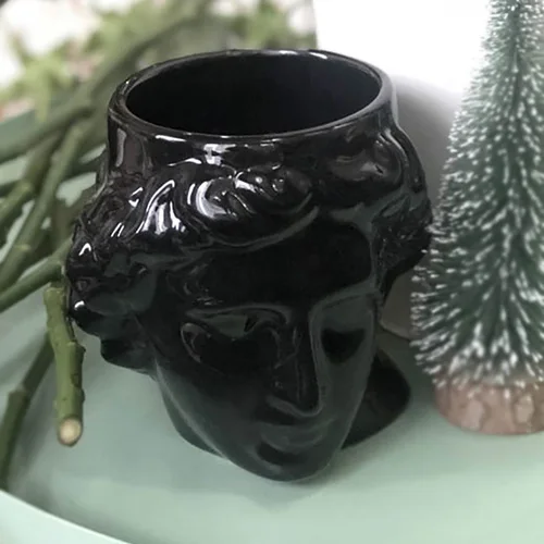 black Европейская кофейная кружка, чашка мачо, креативная чашка для воды, греческая голова Аполлона, чашка для молока, 3D скульптура Давида, чашка для офиса, новинка, подарок CL190320 - Цвет: black