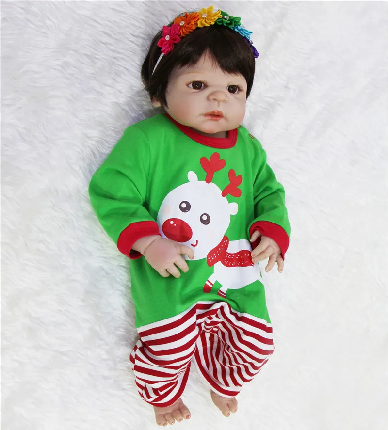 

22" new full body silicone reborn baby dolls realistic newborn babies girl doll toys gift bebe alive bonecas brinquedo menina