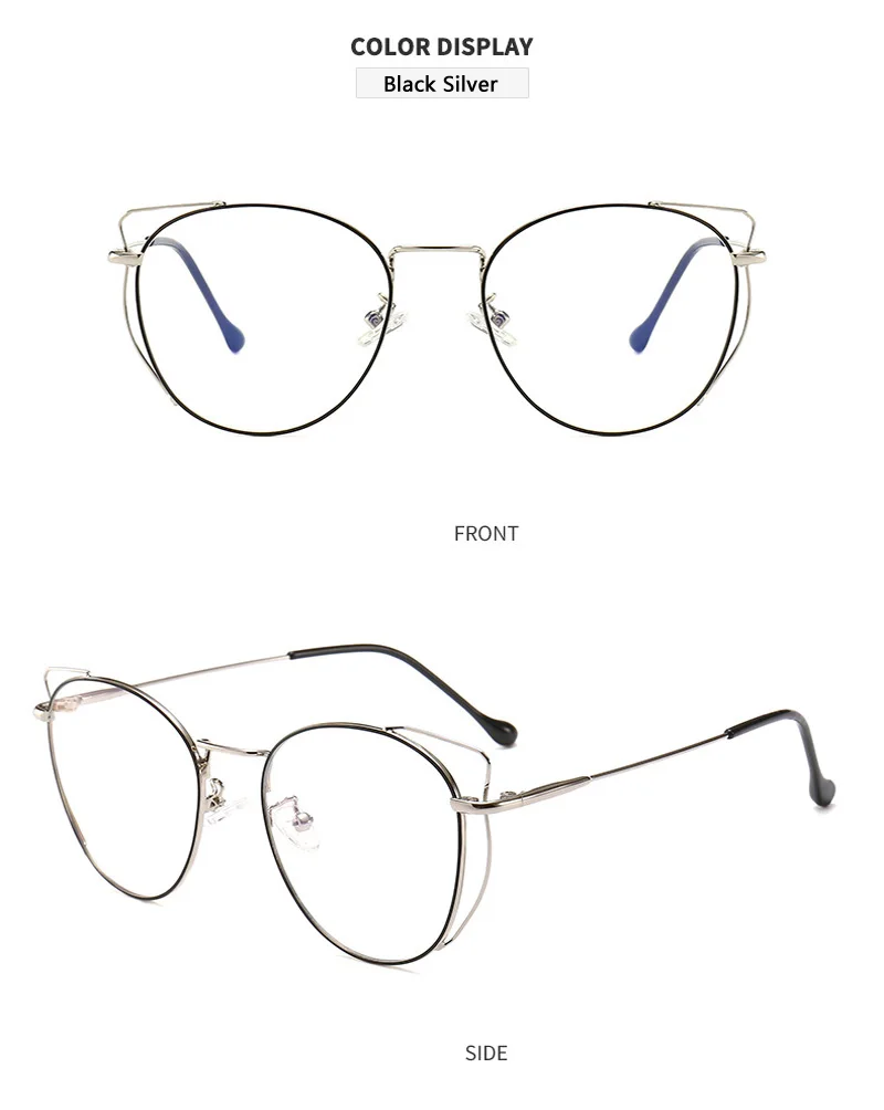 Zilead Anti Blue Light Cat Eyes Glasses Frame Metal Round Optical Spectacl For Women&Men Computer Eyeglasses Eyewear