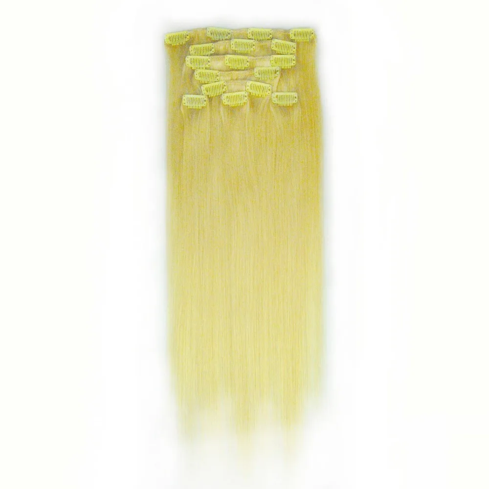2014 new fashion color high quality 100% human virgin clip in hair extension 28 inch 7pcs 120g straight free shipping |