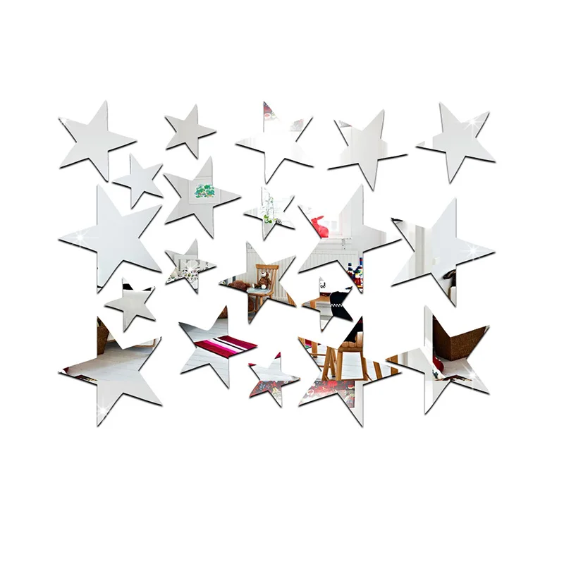 20 шт./компл. акриловые съемные зеркальные настенные наклейки для детской комнаты