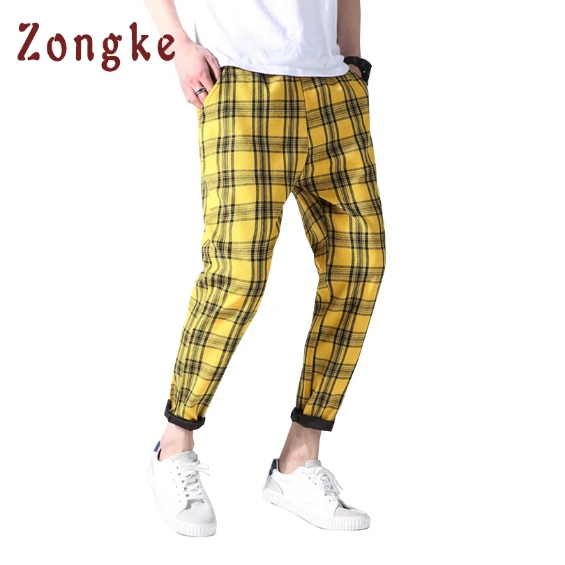 2018 Новый плед Повседневное Штаны Для мужчин Уличная s джоггеры пот мужские