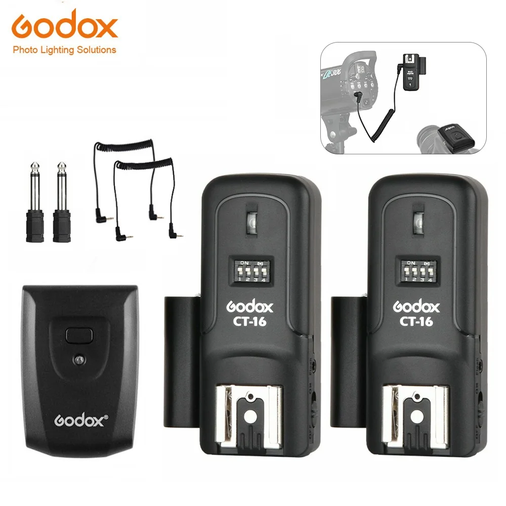 Godox CT 16 каналов беспроводной радиоприемник триггер передатчик + 2x приемник для Canon