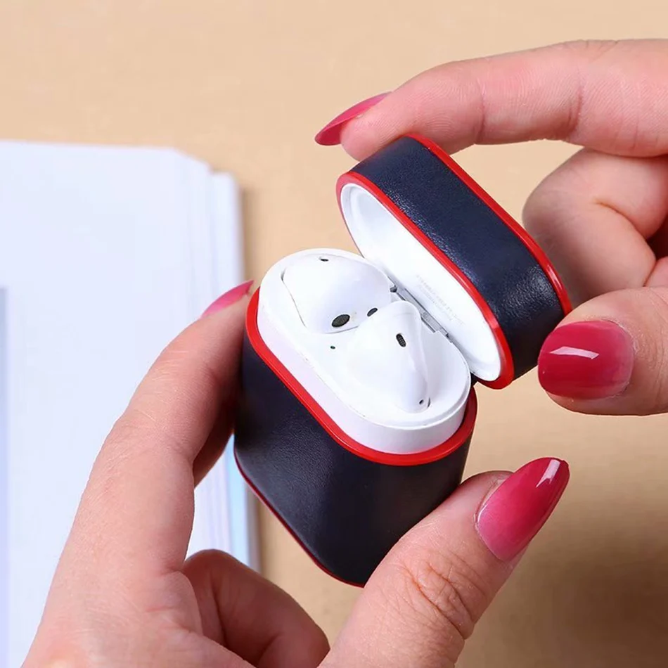 Чехол для наушников Airpods 2 кожаный чехол зарядки с ручным ремешком роскошный