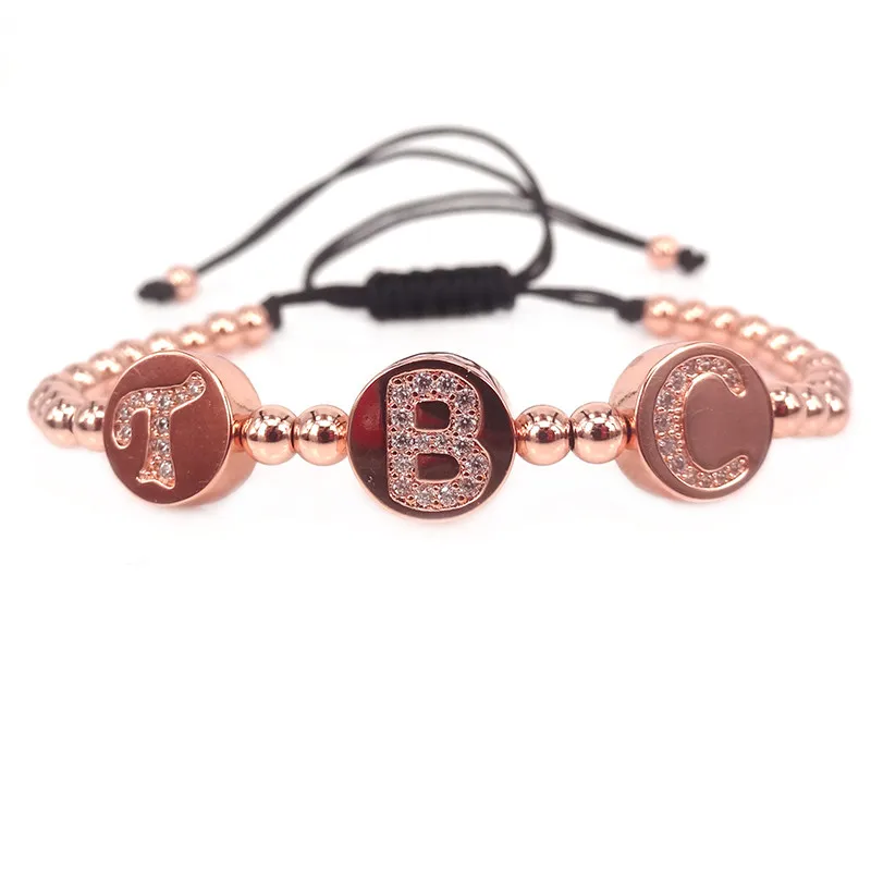 Брендовый мужской браслет макраме 4 мм черные круглые бусины и закрепка CZ TBC