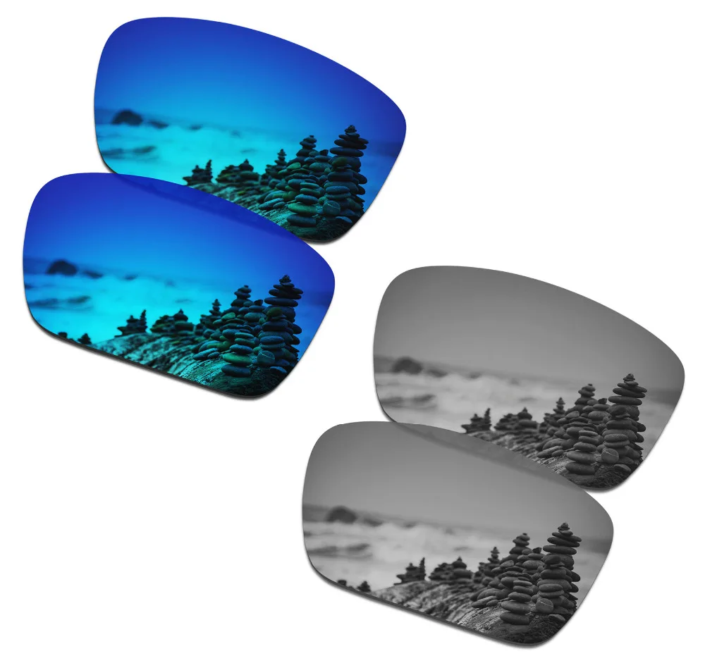 

SmartVLT 2 Pairs Polarized Sunglasses Replacement Lenses for Oakley Fuel Cell Ice Blue and Silver Titanium