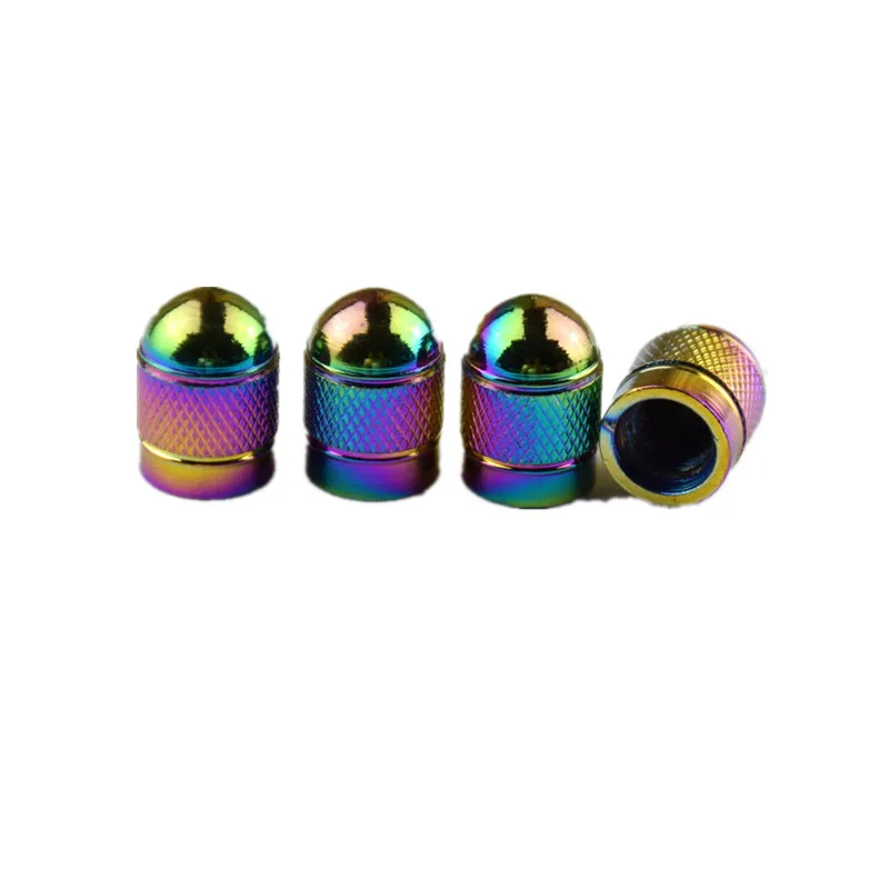 4pcs/set Car Valve Caps Bullet Style Tire Caps Polished Aluminum Black Chrome Tire Valve Stem Cap Anodized Rainbow Caps On Tire
