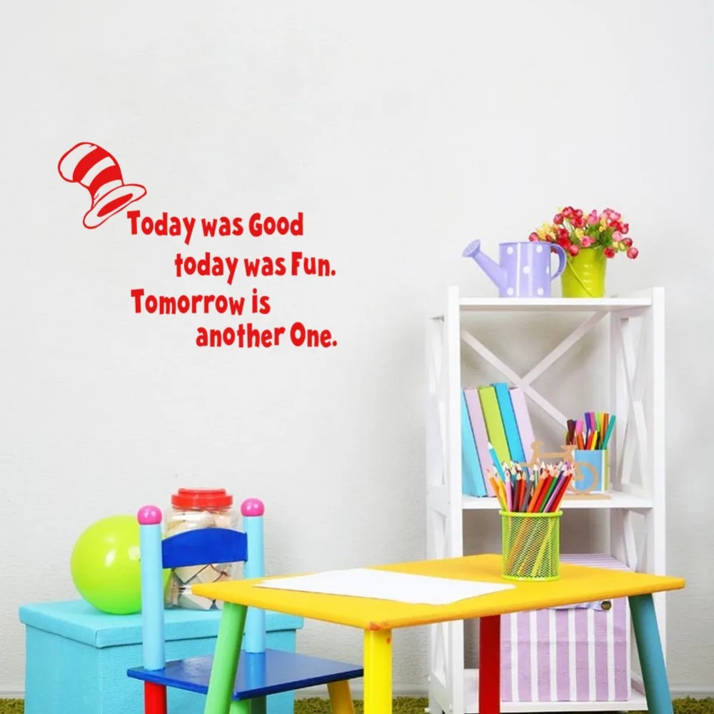 Today Was Good Fun Kids Room Quote Viny Wall Sticker Art Mural for Decoration | Stickers