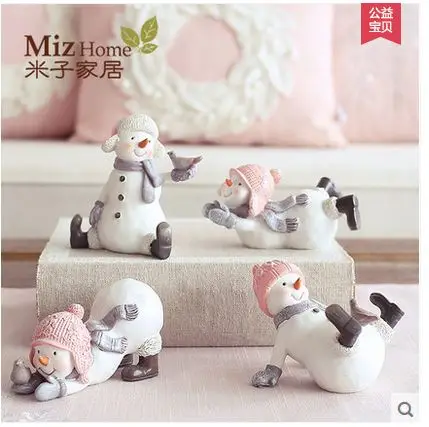 

Home decoration fashion warm heart resin crafts wedding gift snowman decoration