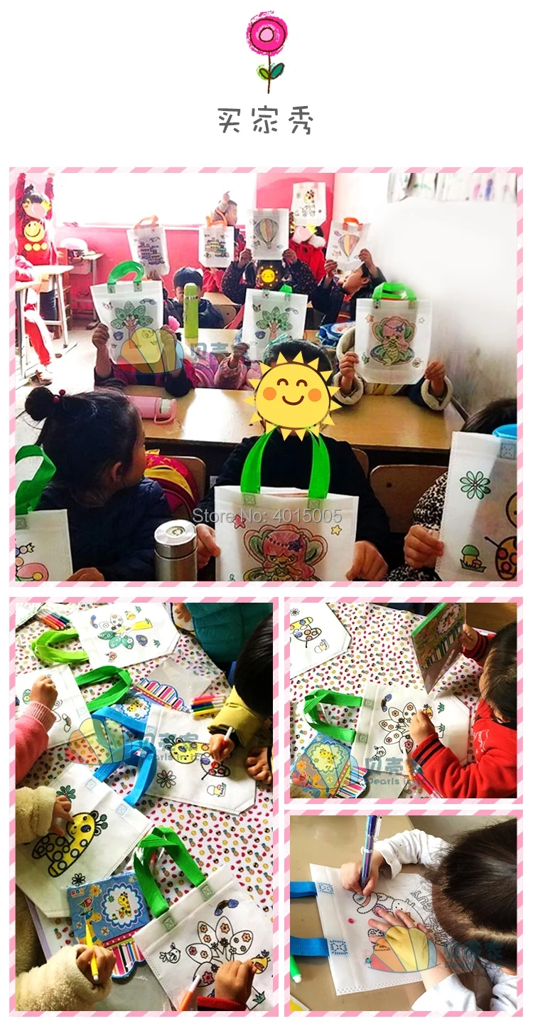 Детская ручная роспись Нетканая ткань граффити Сумки Защита окружающей среды