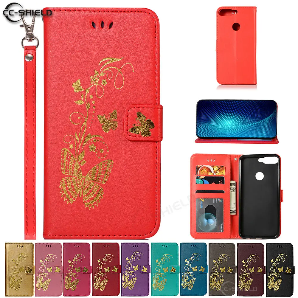 Флип чехол для Huawei Y7 Prime 2018 LDN LX2 LX1 L21 кожаный телефона с бабочками Pro