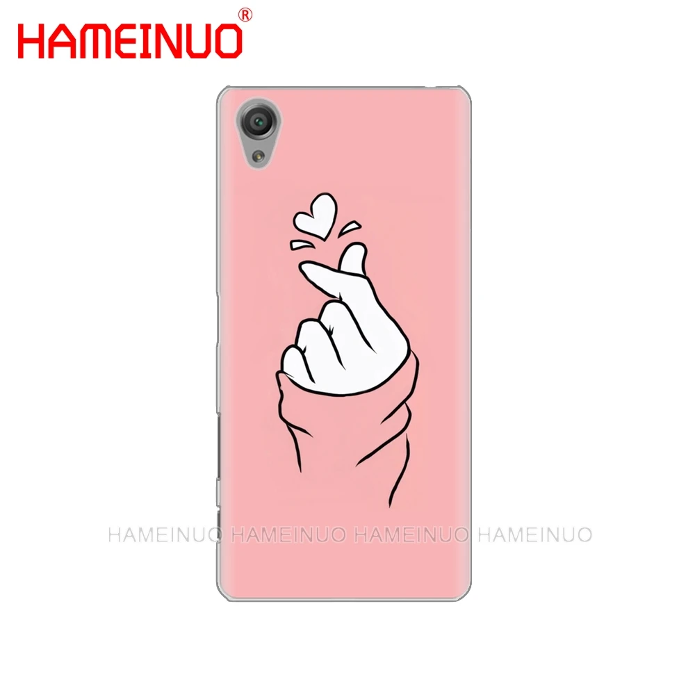 Черно белый чехол с сердечком Love kpop для sony xperia C6 XA1 XA2 XA ULTRA X XP L1 L2 XZ1 compact XR/XZ