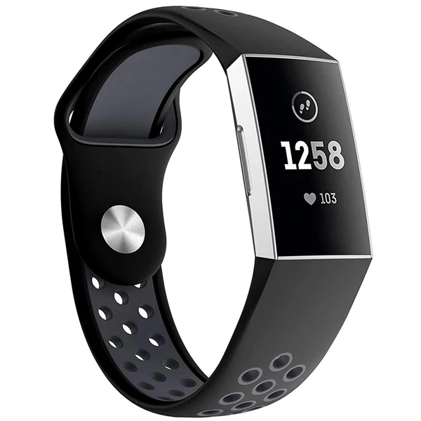 Black with grey Спортивный силиконовый сменный ремешок для Fitbit Charge 3, дышащий браслет, ремешок для часов, ремешок для Fitbit Charge3 - Цвет: Black with grey