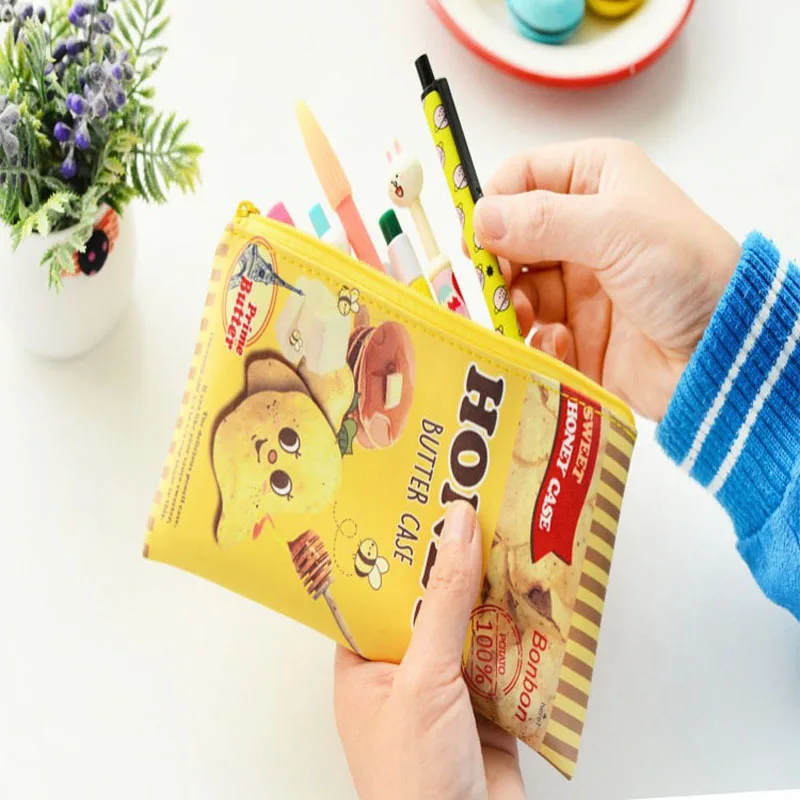 Новое Прибытие Корейский Забавный Чипсы PVCWaterproof Мешок Карандаша Канцелярские