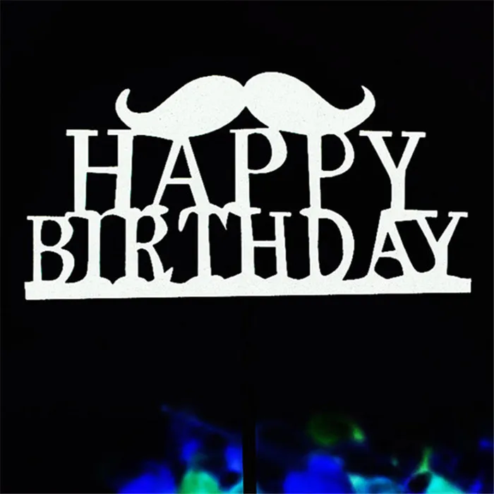 H40 Cake Topper Топперы для кексов на 1-й день рождения для девочек, украшения для торта на день рождения, вечерние принадлежности для мальчиков, черный Топпер для торта «С Днем Рождения» - Цвет: H40 Cake Topper