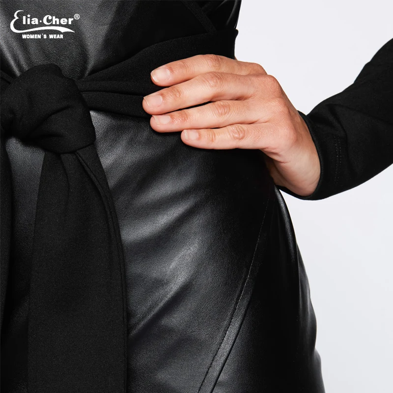 Новинка женское платье модное лоскутное с длинным рукавом v образным вырезом и