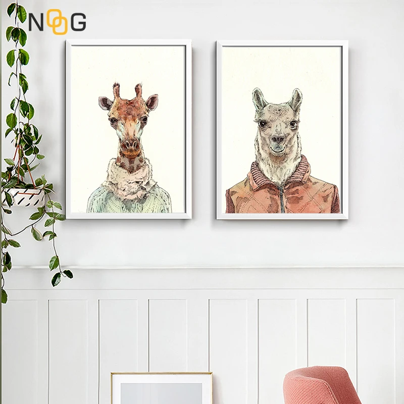NOOG Anthropopathic холст с животными свинья собака плакат для детской стены