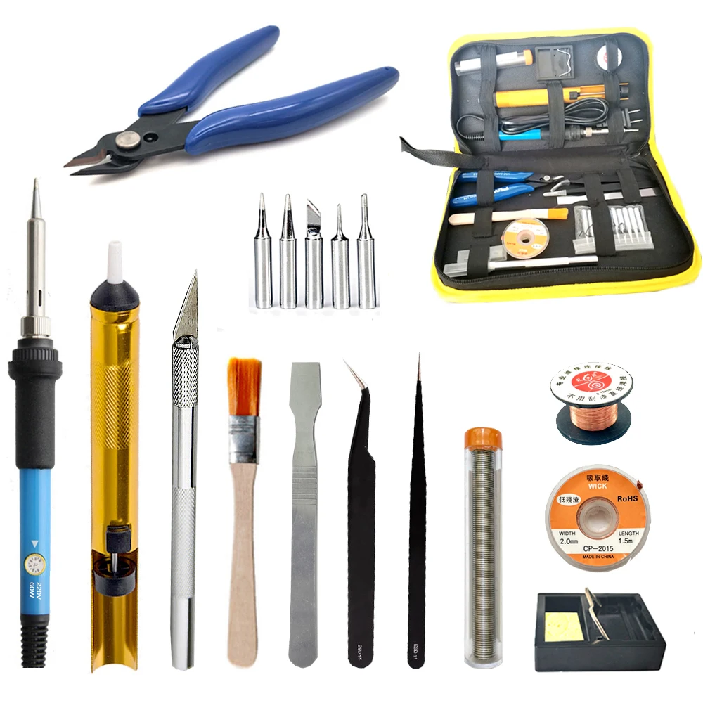 

portable Electric soldering iron set Temperature adjustable soldering iron Manual suction gun High quality iron head knife 60W