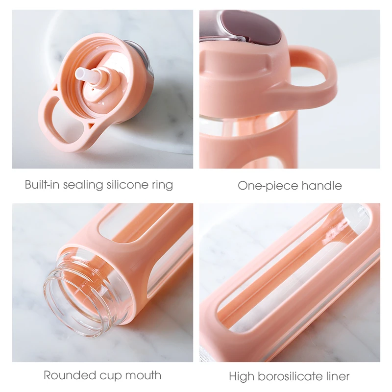 Стеклянная бутылка для воды с ручкой 600 мл|Бутылки воды| |