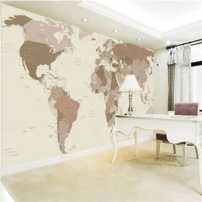 Обои на заказ 3d обои Европейский минималистичный Ностальгический мир карта фон