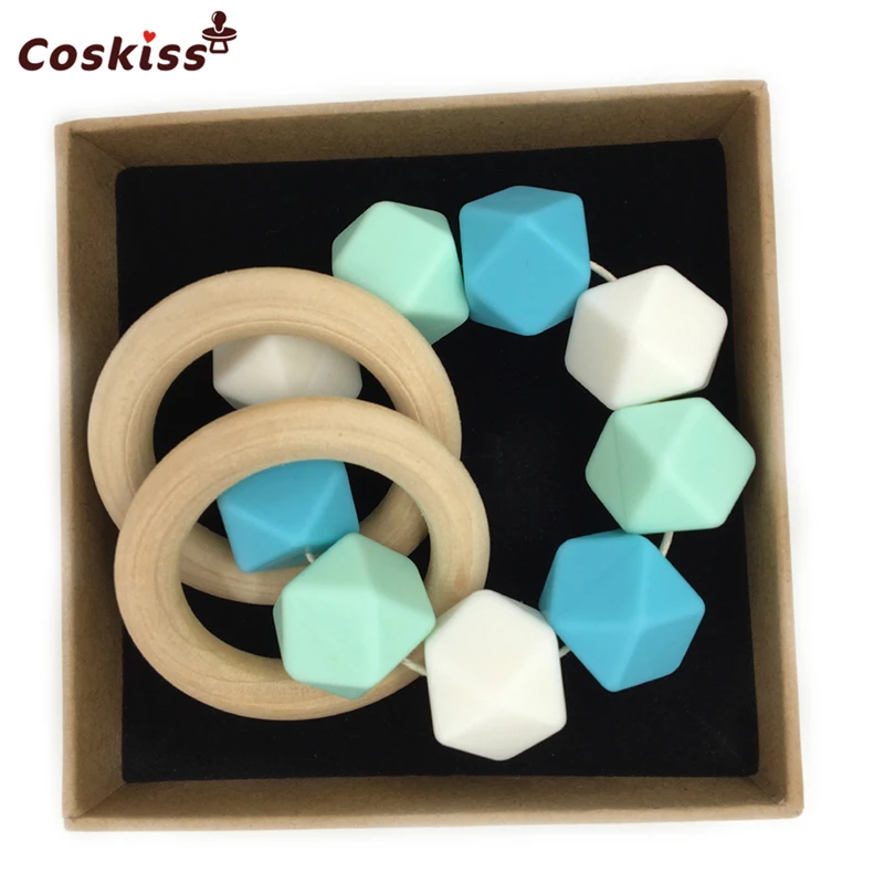 Детский деревянный Прорезыватель для зубов кольцо браслет Органическая игрушка