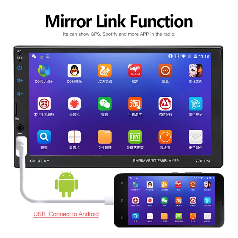 XST 2 Din автомобильное радио Bluetooth 2din автомобильный мультимедийный плеер 7 HD