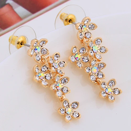 Free shipping fashion earrings 2014 gold plated imitation diamond stud for women gift ear cuff bijoux | Украшения и аксессуары