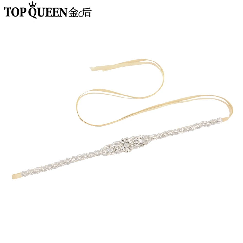 TOPQUEEN S385 пояс со стразами, серебристый пояс со стразами для свадьбы, пояс невесты с кристаллами, темно-синий пояс в стиле бохо, пояс с драгоценными камнями для платья - Цвет: champange