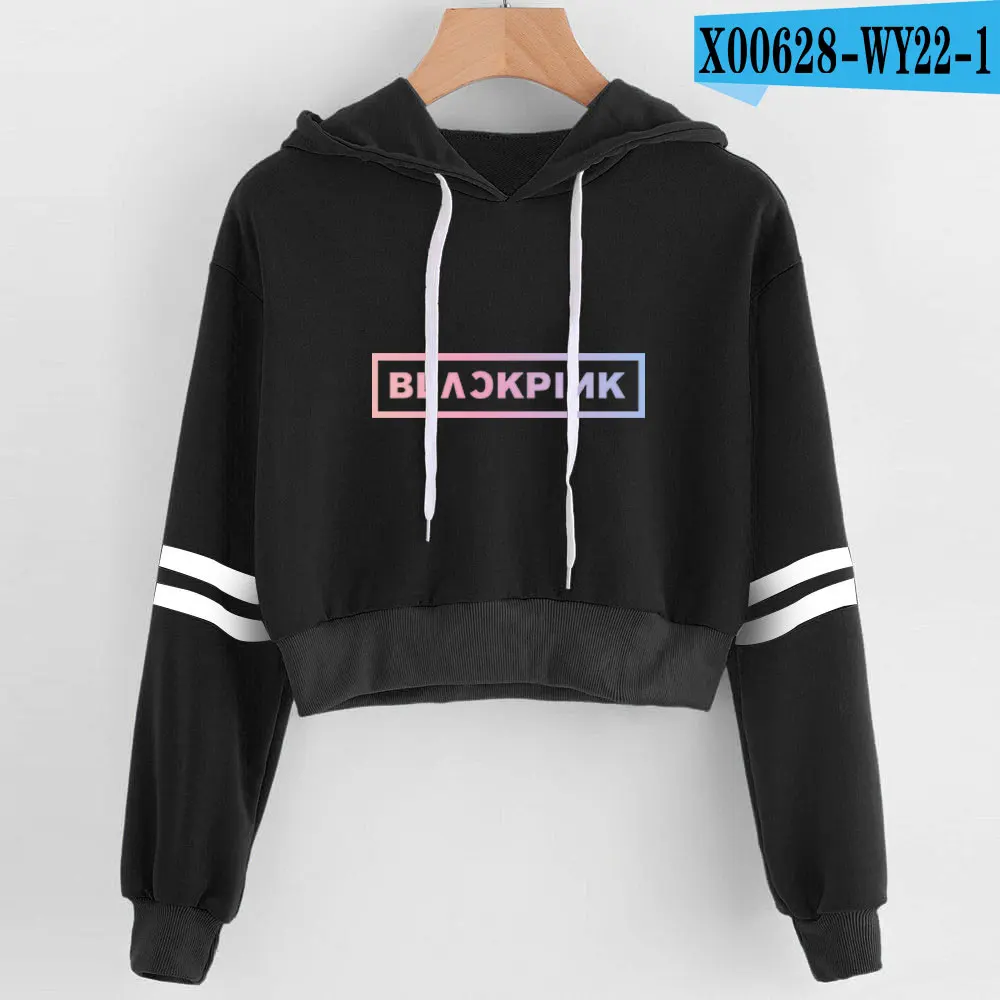 black Корейские женские сексуальные Харадзюку каваи Kpop черно-розовая толстовка с принтом горячее женское розовое пальто хип-хоп пуловер толстовки свитшоты - Цвет: black