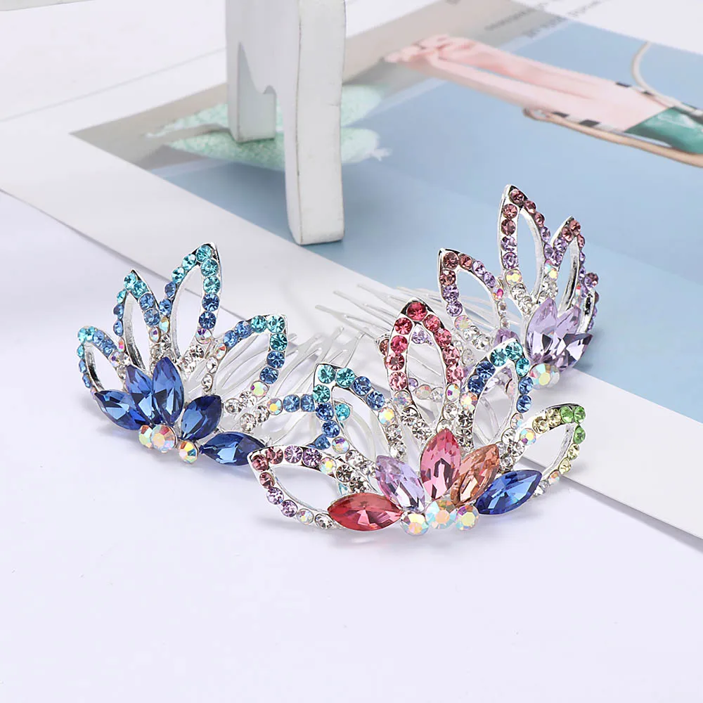 

Beautiful Mini Tiara Rose Flower Crystal Rhinestone Princess Crown Hair Comb Children Kids Girls Small Hair Jewelry Accessories