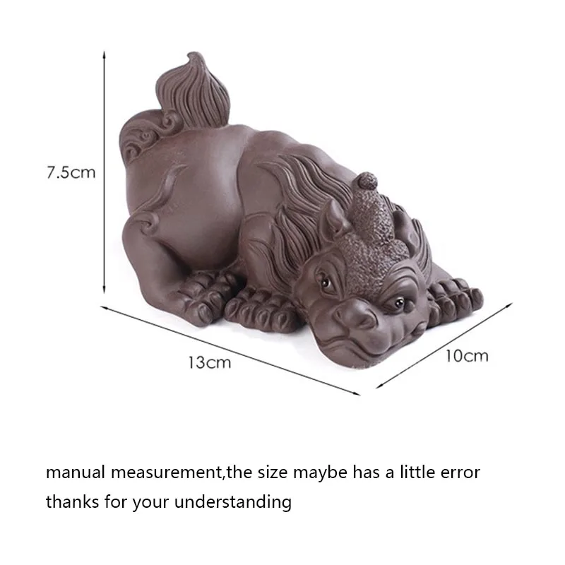 Изысканные чайные питомцы из натуральной фиолетовой глины статуя отважных