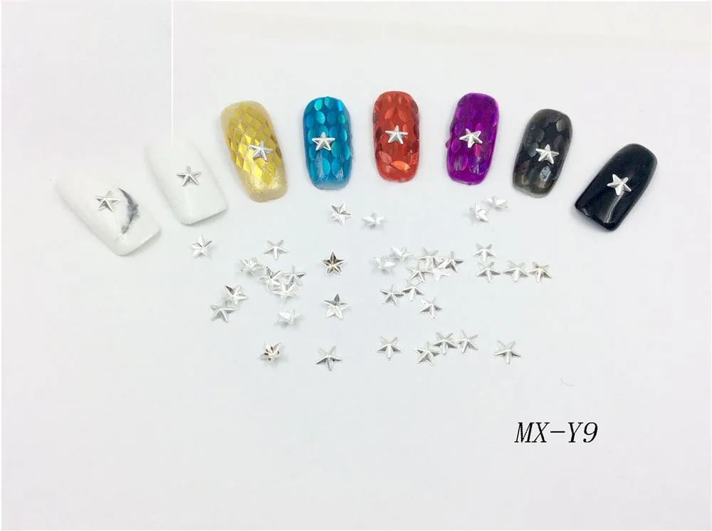 MX-Y9 1000 шт, дизайн с Луной и звездами, заклепки, гвозди, мульти, умственные наклейки, сделай сам, советы для маникюра, амулеты, УФ-гель, 3D украшения для ногтей, дизайн ногтей - Цвет: MX-Y9