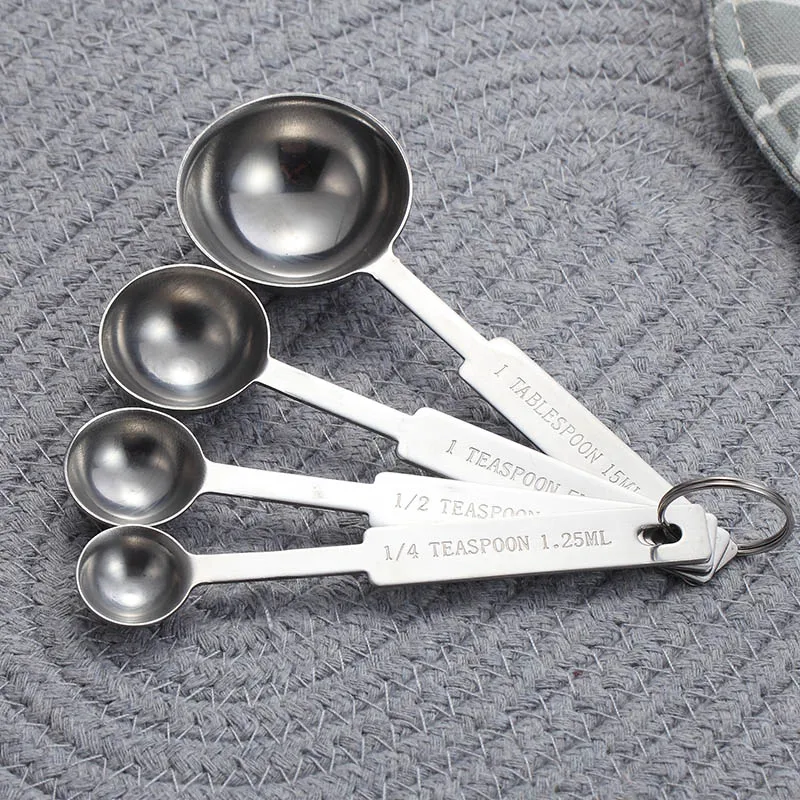 4 Pcs Spoon WORTHBUY мерная чашка из нержавеющей стали кухонная мерная ложка лопатка для выпечки чая кофе Kichen аксессуары набор измерительных инструментов - Цвет: 4 Pcs Spoon