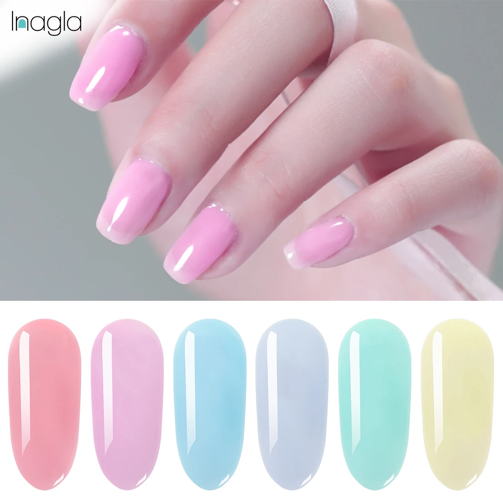 

Inagla желе лак для ногтей Гель-лак 8 мл полупрозрачный белый розовый Лаки био-Гели Soak Off Маникюр УФ-гель для дизайна ногтей лак УФ светодиодный ...
