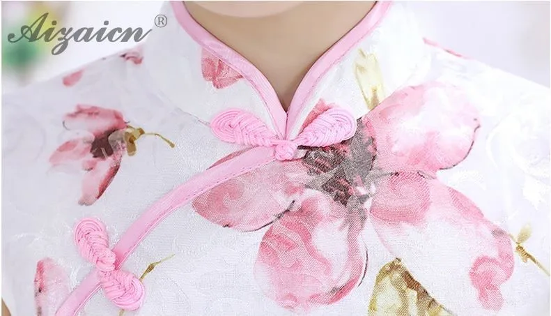 Китайское традиционное платье дети короткие Cheongsam Китай обувь для девочек винтажное платье нации ветер ребенок тонкий Qi Pao платья принцесс