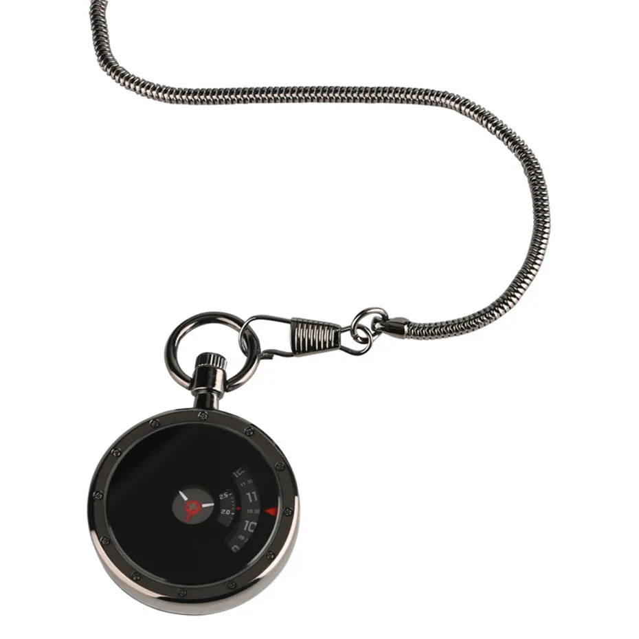 

100% Brand New and High Quality Men Quartz Pocket Watch 2018 Simple Black Triangular Dial for Male Clock with Chain Pendant