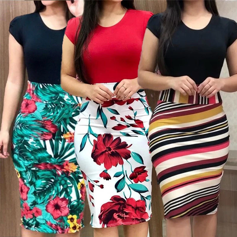Лидер продаж женские платья Vestidos короткий рукав цветочный принт пэчворк