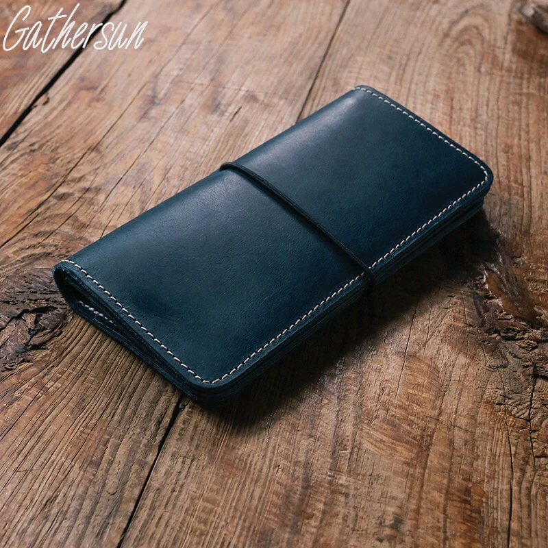 Длинный кожаный бумажник ручной работы персонализированный Ретро Большой