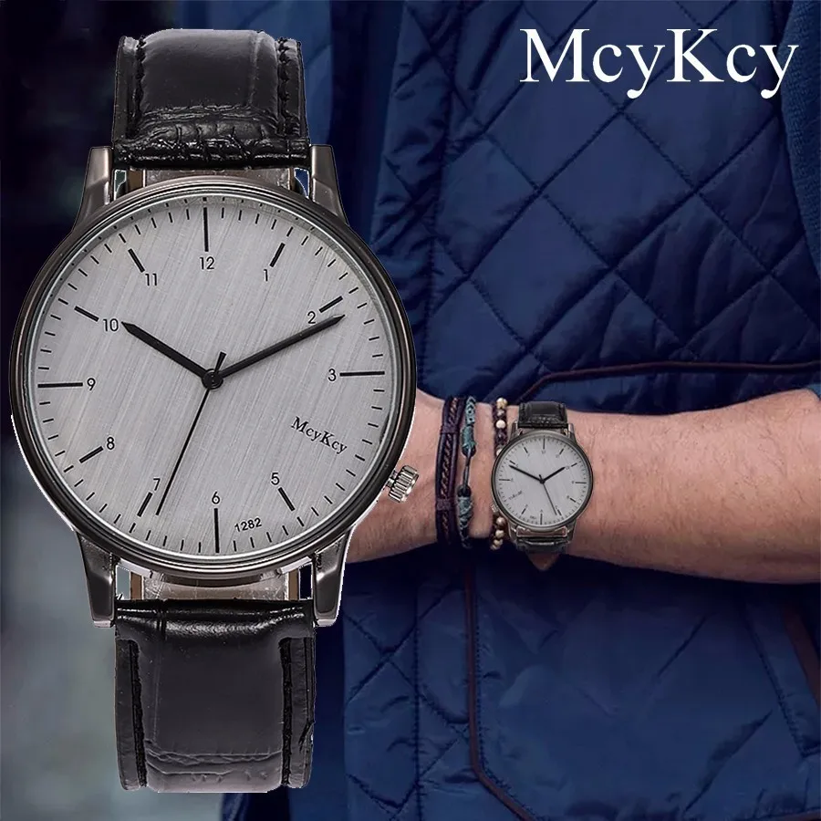 McyKcy Мужские Бизнес часы модные повседневные мужские кожаные спортивные кварцевые наручные часы подарок часы Relogio Masculino горячая распродажа