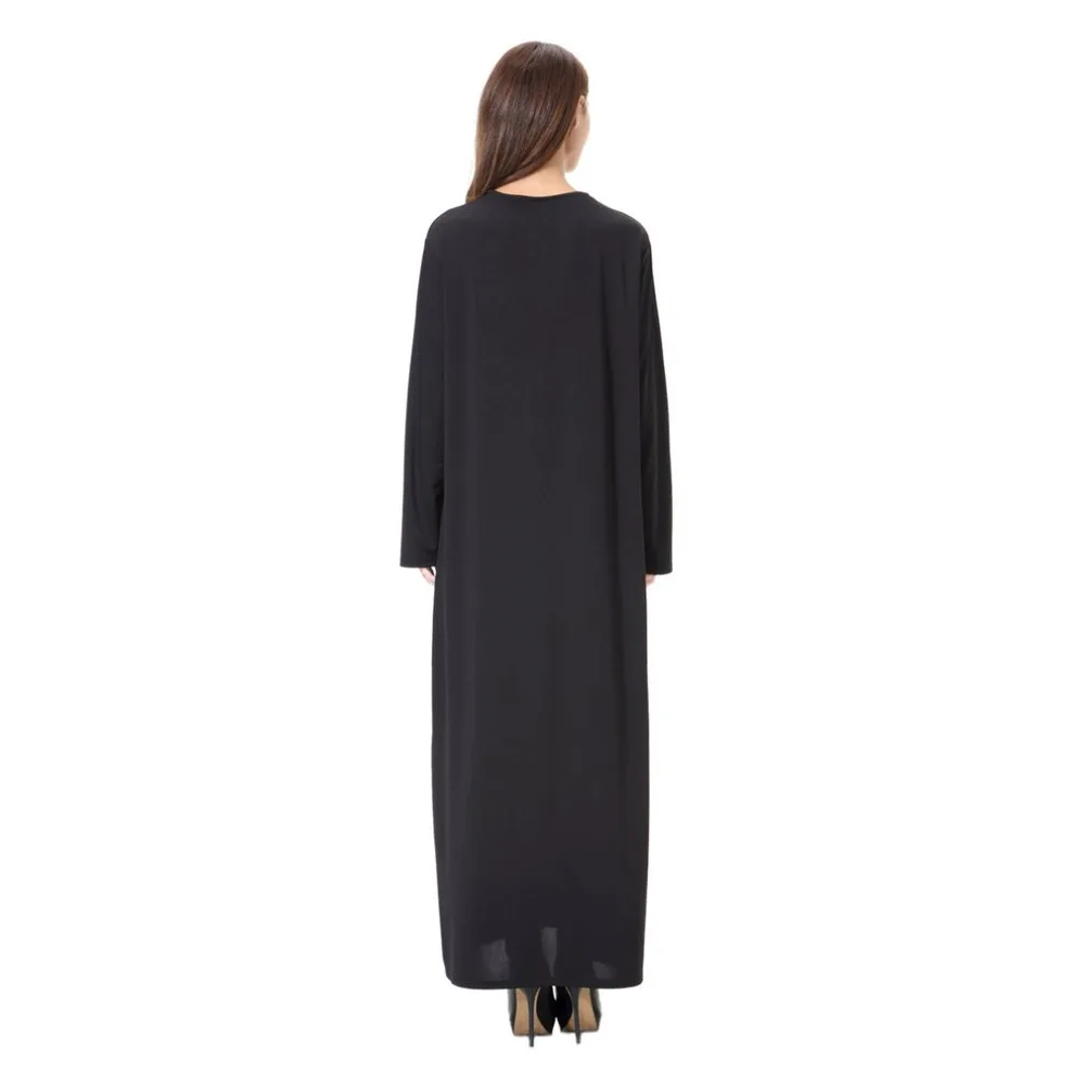 Women Formal Black Abaya Muslim Long Style Robe For Ladies Round Neck Islamic Dress Fashionable World Apparel 2018 New | Тематическая