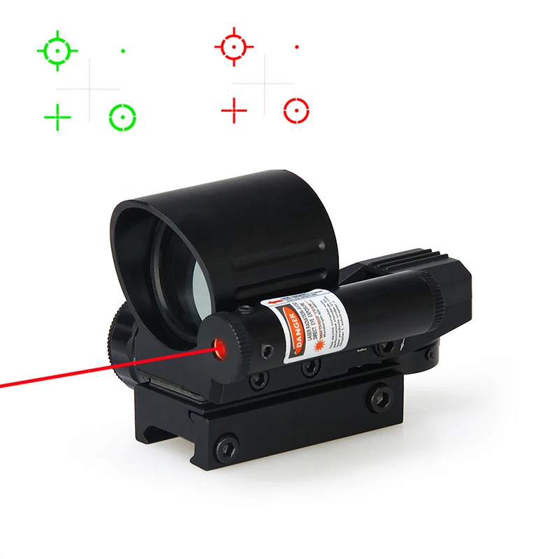 

PPT Tactical 1X Magnification 4 Reticle Mini Red Green Dot Scope With Red Laser For Outdoor CS Wargame Hunting HS2-0100
