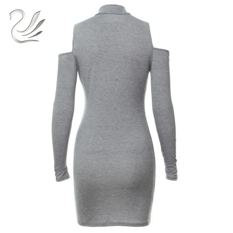 Платье женское осеннее с открытыми плечами пикантное модное облегающее