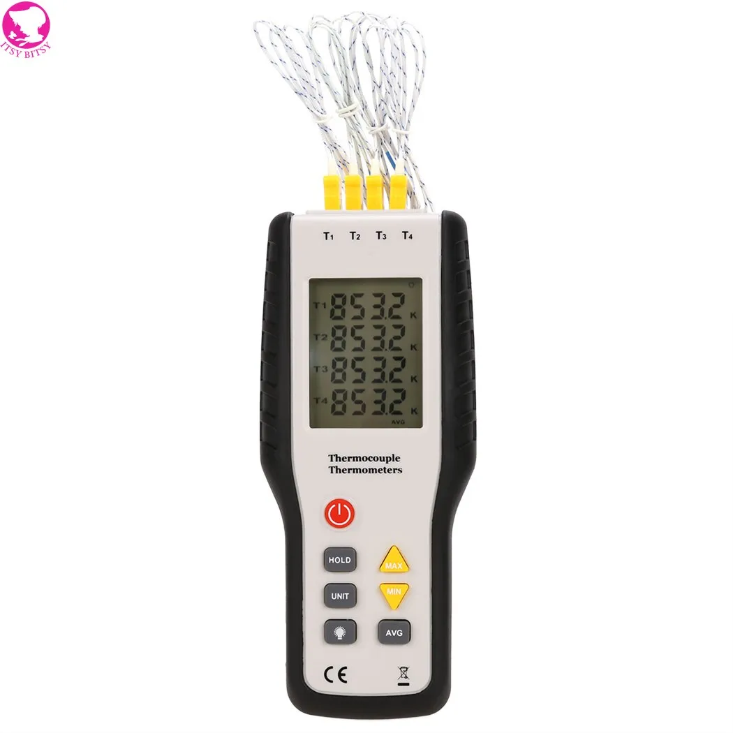 Ручной Цифровой 4 Канала Термометр Высокая Точность Измеритель Температуры K Тип